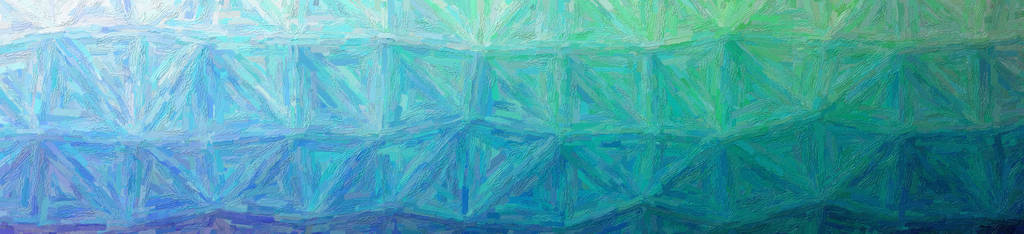 抽象蓝色和绿色彩色Impasto横幅背景插图。