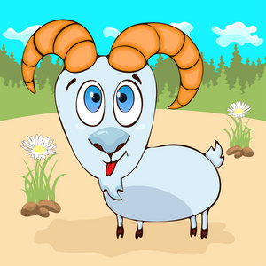 手绘漫画人物山羊手绘卡通人物矢量插图漫画卡盖设计元素.