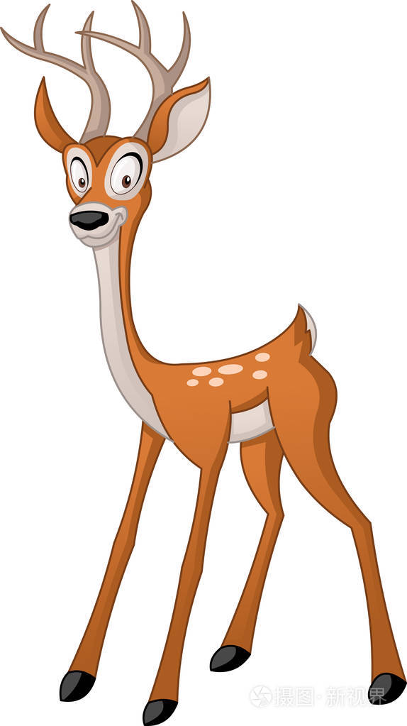 插画 卡通可爱的鹿. 有趣快乐动物的矢量插图.eps