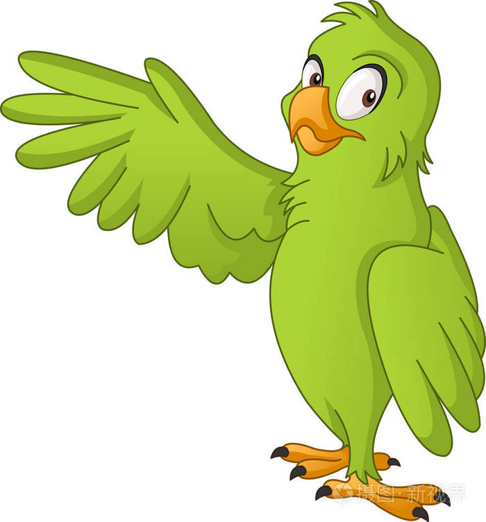 卡通可爱的鹦鹉. 有趣快乐动物的矢量插图.