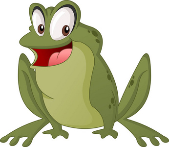 卡通可爱的青蛙。 有趣快乐动物的矢量插图。