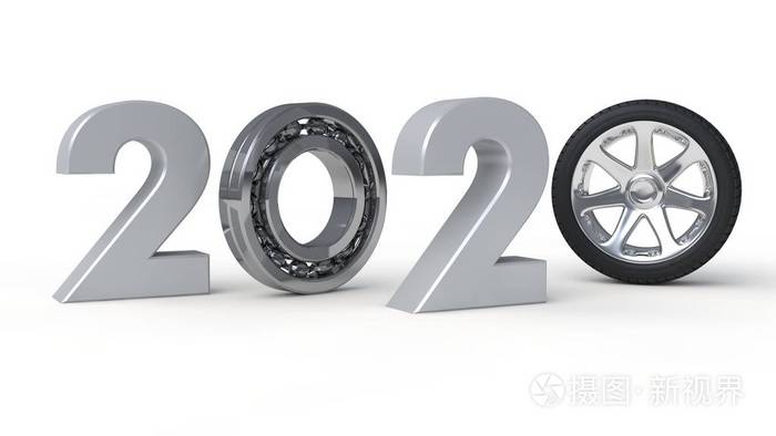 三维插图19年的日期与滚动轴承 时间机器机制的思想 从过去到未来的运动 白底3d渲染照片 正版商用图片15yy3q 摄图新视界