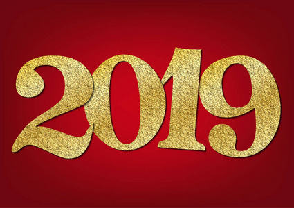 新年快乐2019。矢量插图设计优雅金色。