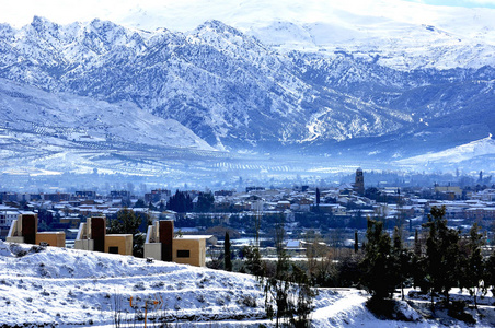 雪山景观山谷和山脉