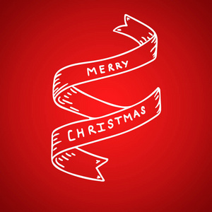 圣诞快乐，新年快乐，彩带设计卡上的文字。节日贺卡海报创意排版