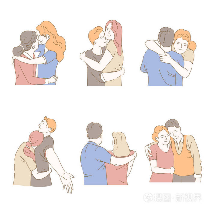 拥抱男女矢量的孤立图标