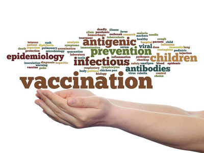 概念或概念儿童疫苗接种或预防摘要词汇云在背景中分离