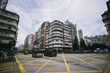 香港著名的弥敦道的街景图片