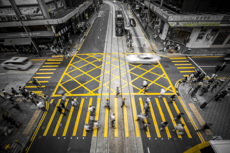 香港著名的弥敦道的街景图片