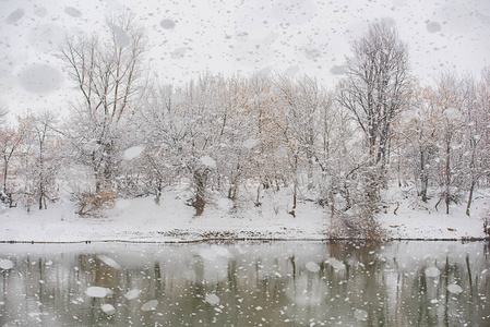 冬天美丽的场景和雪花图片