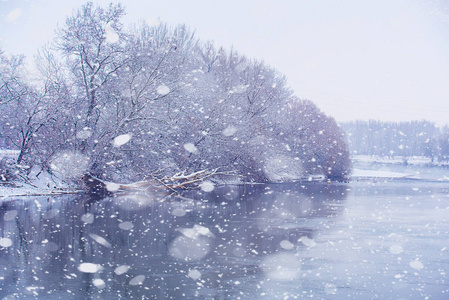 冬天美丽的场景和雪花图片