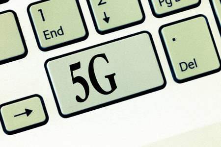 显示5g 的文本符号。概念照片下一代移动网络 4g Lte 高速连接后