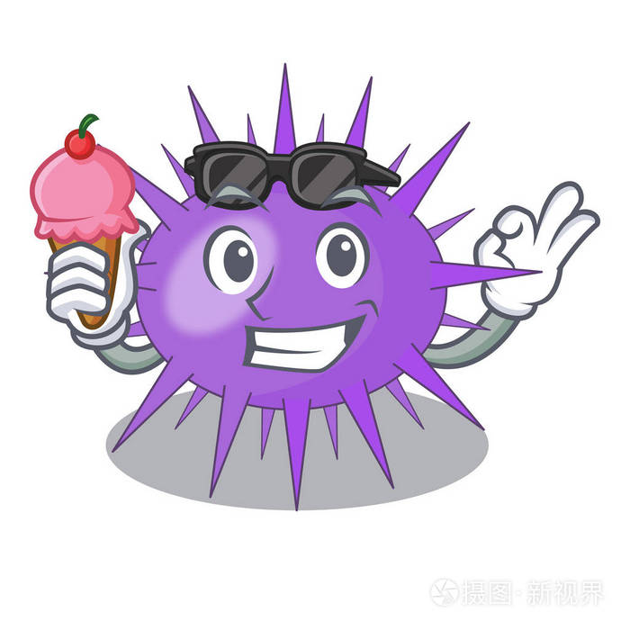 带有冰淇淋的海胆通常被称为卡通矢量插图插画-正版商用图片15zkpc-摄