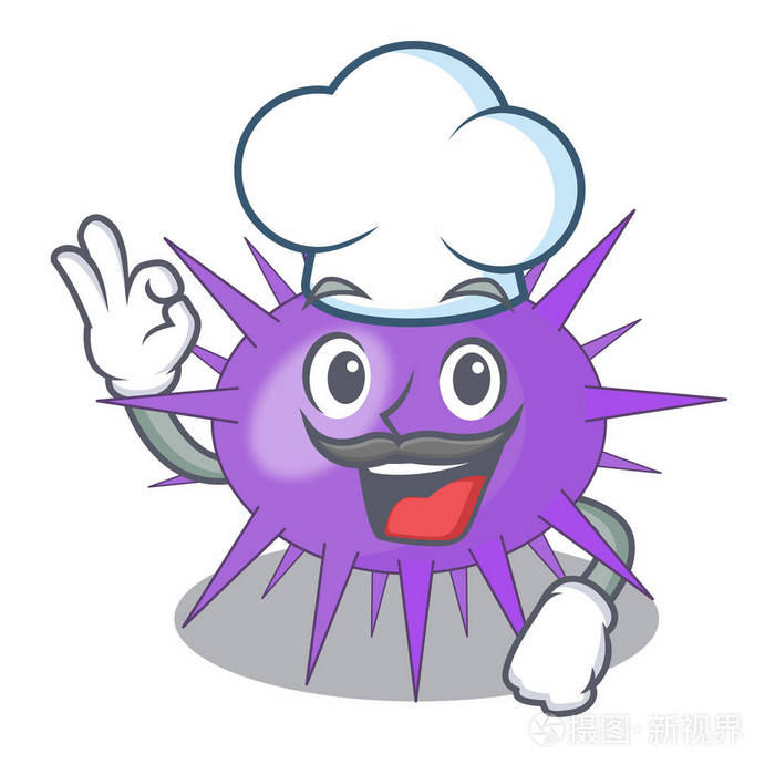 厨师海胆通常被称为卡通矢量插图