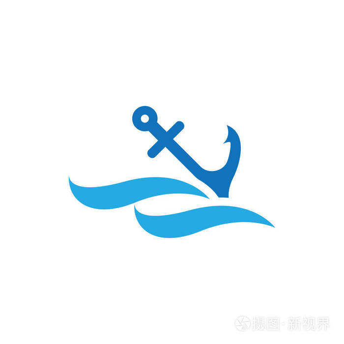 锚平面设计模板矢量图隔离