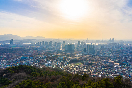 美丽的景观和城市景观与建筑，韩国首尔市