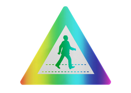 交通标志隔离行人过马路彩虹色图片