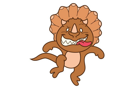 可爱吐舌可爱恐龙吐舌头的矢量卡通插图.隔离在白色背景上.照片