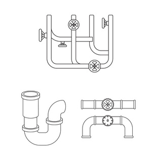 管道和管道符号的矢量设计。管和金属存货向量的集合例证