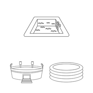 游泳池符号池和剪贴画徽标的矢量设计.