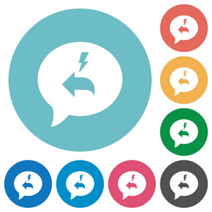 快速回复信息平面白色图标圆形颜色背景照片