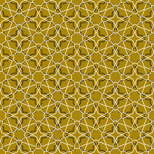 摩洛哥无缝图案摩洛哥. 拼凑马赛克与传统民间几何装饰金黑白.