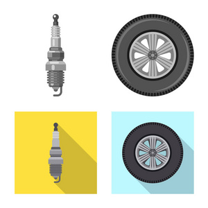 自动和部件符号的矢量设计。股票汽车和汽车矢量图标的采集