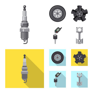 自动和零件图标的矢量插图。 收集汽车和汽车矢量图标的股票。