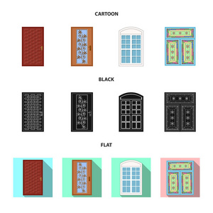 门和前标识的孤立对象。门和木制股票矢量图的收集