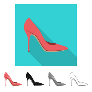 鞋类和妇女标志的矢量设计。网站的鞋类和脚股票符号集