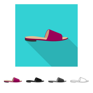鞋类和女性图标的矢量插图。网上鞋类和足部股票符号的收集