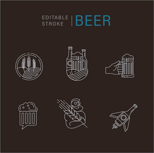 矢量图标和标志啤酒和啤酒厂