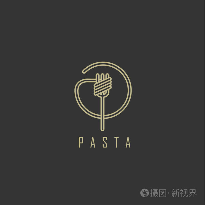 意大利面或面条的矢量图标和标志.可编辑的轮廓笔划大小.