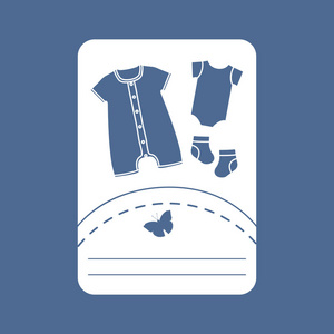 婴儿衣服的矢量插图。 滑袜紧身衣。 新生儿所必需的东西。