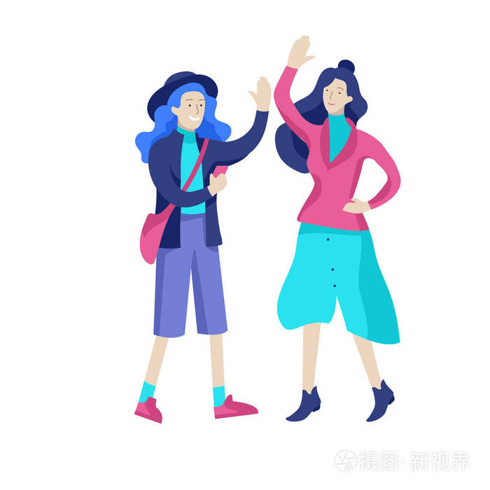 在秋冬的衣服上走在大街上的向量人性格插画-正版商用图片1602w8-摄图