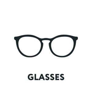 眼镜和太阳镜模型。 光学眼镜时尚镜头。 矢量平线图标。