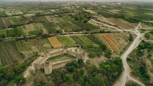 s eye view of the Fort, corn and grape fields