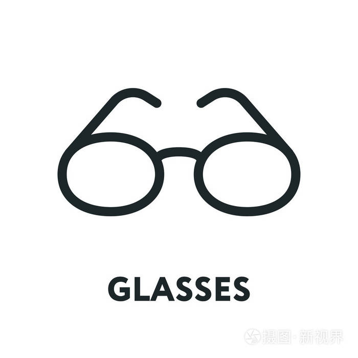 光学眼镜时尚镜头. 矢量平线图标.