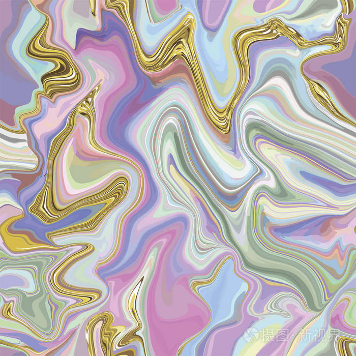大理石无缝图案,霓虹灯明亮的颜色. 矢量图. 黄金金