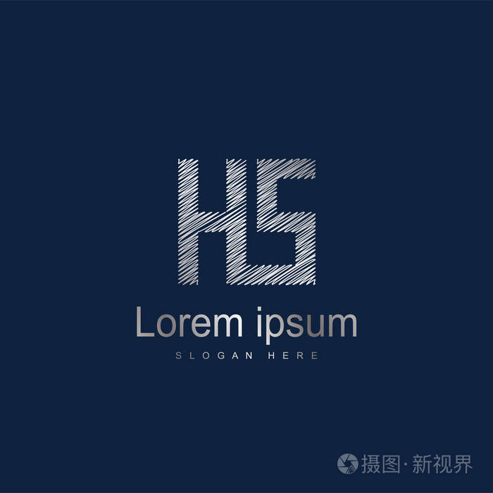 初始字母hs标志模板矢量设计