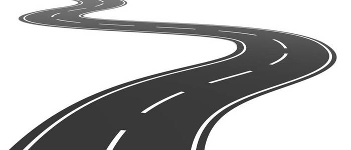 缠绕沥青路在白色背景下隔离切口. 三维插图照片