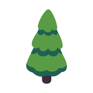 向量绿色圣诞树树平面图标