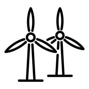 风力涡轮机图标，大纲样式