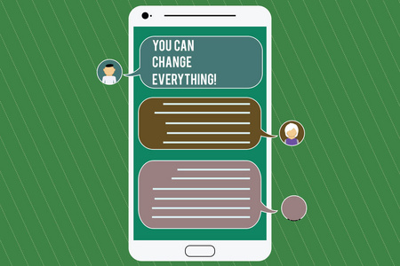 语音泡泡剪影概念手工写作显示你可以改变一切.