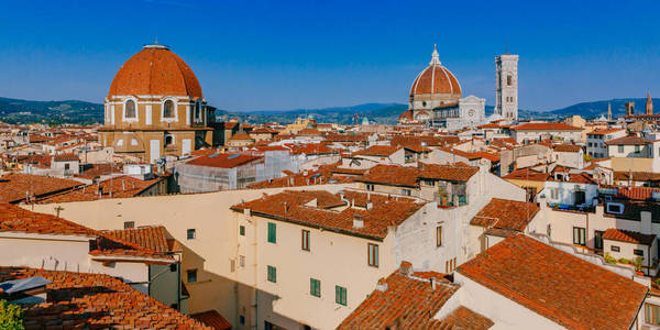 s Bell Tower, and San Lorenzo Basilica under blue sky, over hous