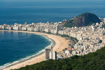 巴西里约热内卢copacabana海滩的高角度视图