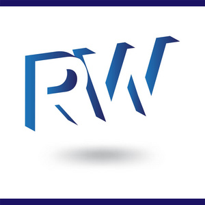 负空间标识图标矢量模板的rw首字母照片