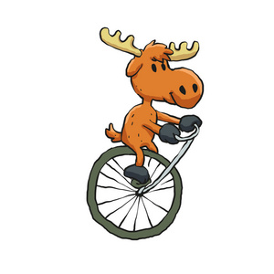 驼鹿骑着一辆老式的单环