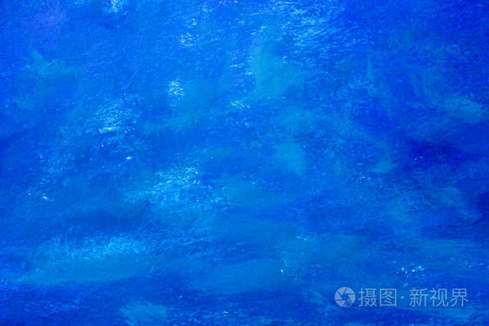 蓝色油画上墙帆布手工制作.抽象蓝天艺术质感.五彩缤纷.现代艺术品.