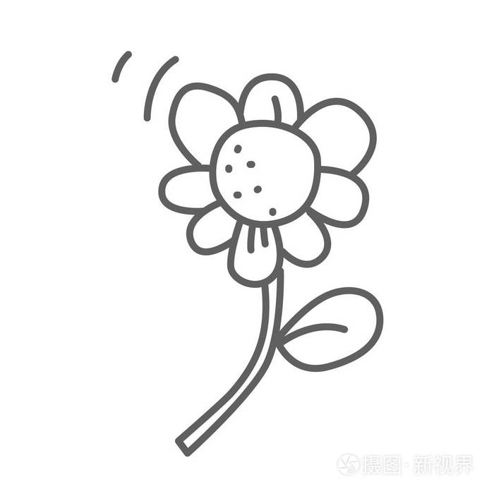 抽象洋甘菊花矢量涂鸦图标孤立在白色手绘素描风格插画-正版商用图片